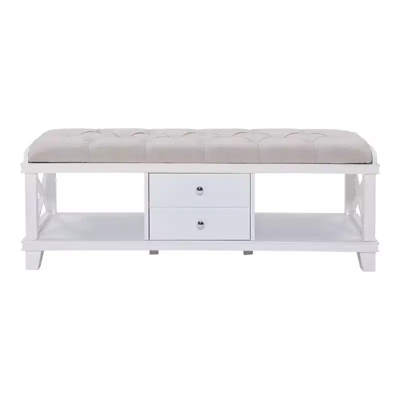 Wyndcliff White Upholstered Storage Bench - White - SEI