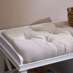 White Upholstered Storage Bench with Drawers and Open Shelves
