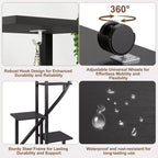 2-Pack 6-Tier Metal Plant Stand with Wheels and Hooks