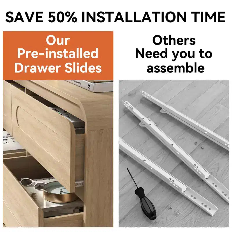47-Inch 6-Drawer Dresser with Wood Finish