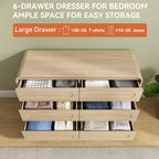 47-Inch 6-Drawer Dresser with Wood Finish