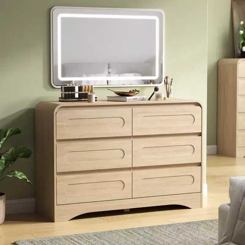 47-Inch 6-Drawer Dresser with Wood Finish