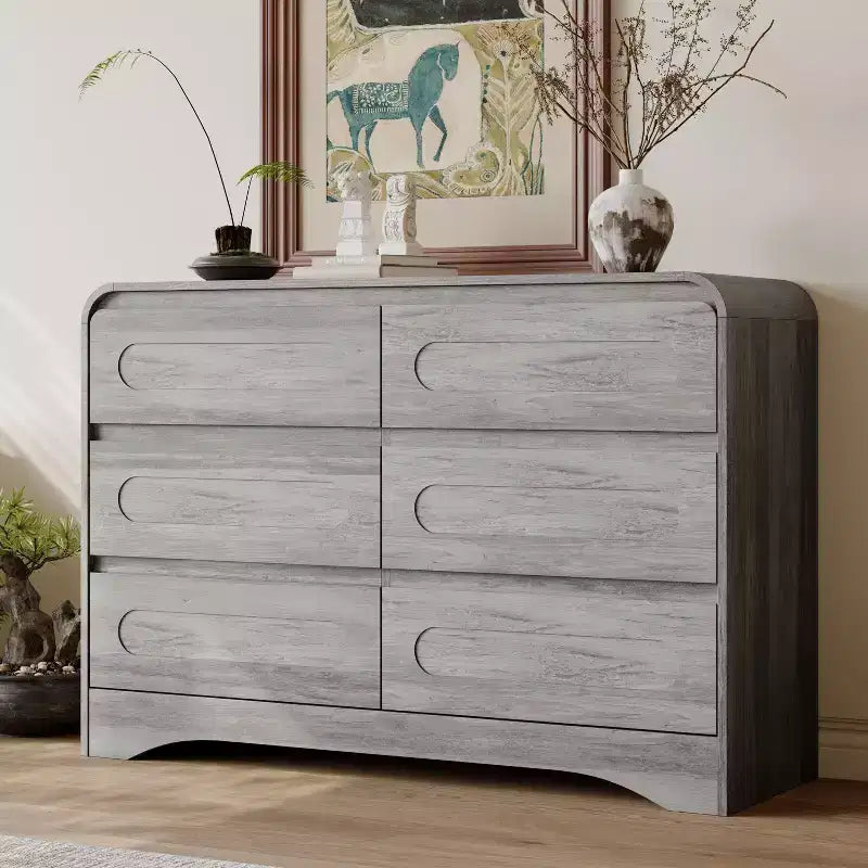 47-Inch 6-Drawer Dresser with Wood Finish