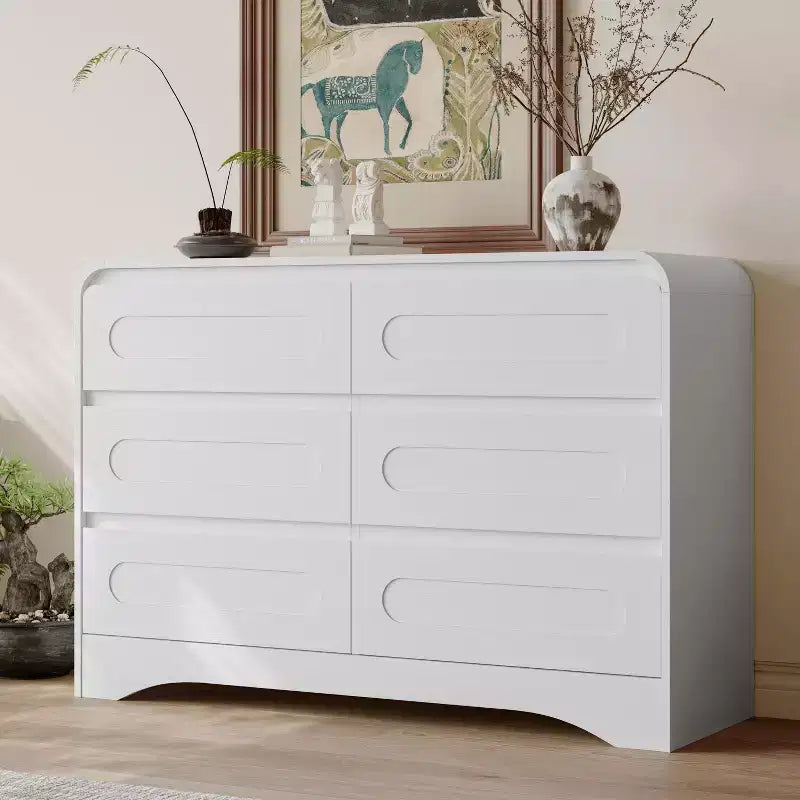 47-Inch 6-Drawer Dresser with Wood Finish