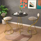 MAYEERTY Set of 2 Round Bar Stools S Shaped Stripe Design Modern Velvet Upholstered Counter Chairs Gold Stripe for Dining Room