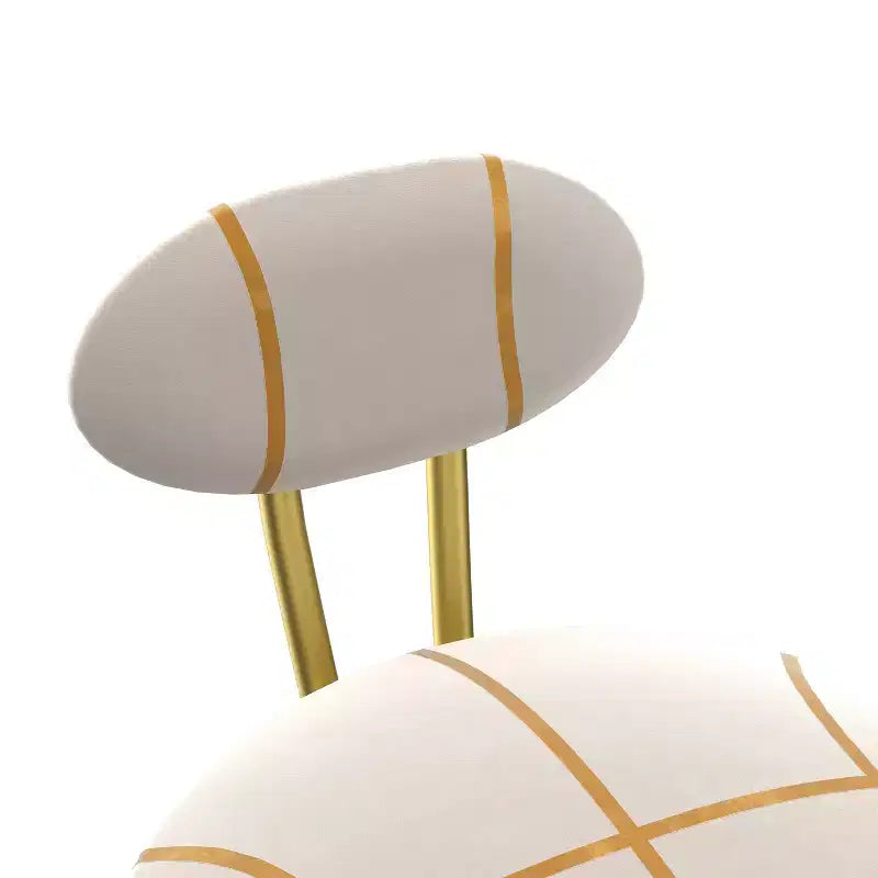Set of 2 Round Bar Stools with S-Shaped Gold Metal Frame and Velvet Upholstered Seat