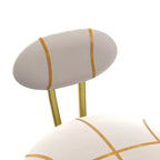 Set of 2 Round Bar Stools with S-Shaped Gold Metal Frame and Velvet Upholstered Seat