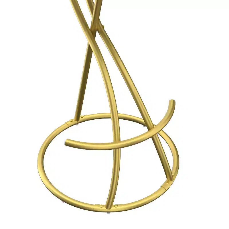 Set of 2 Round Bar Stools with S-Shaped Gold Metal Frame and Velvet Upholstered Seat