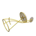 Set of 2 Round Bar Stools with S-Shaped Gold Metal Frame and Velvet Upholstered Seat