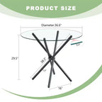 Round Glass Dining Table with Metal Legs, Seats 4 – Gold / Clear