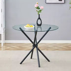 Round Glass Dining Table with Metal Legs, Seats 4 – Gold / Clear