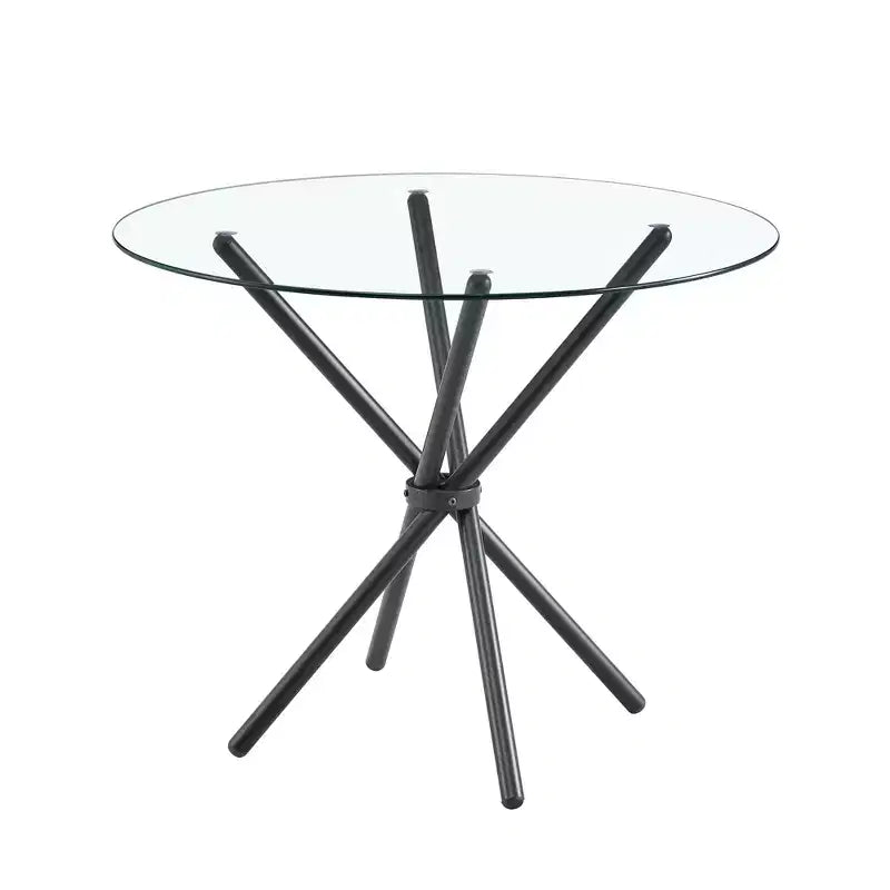 Round Glass Dining Table with Metal Legs, Seats 4 – Gold / Clear