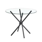 Round Glass Dining Table with Metal Legs, Seats 4 – Gold / Clear