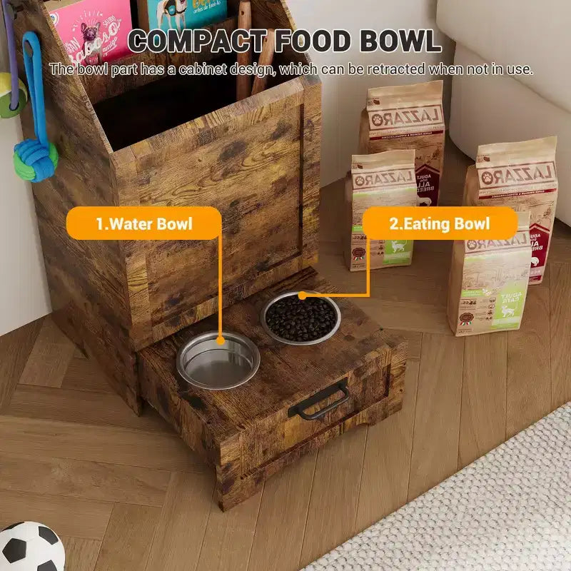 Dog Food Storage Cabinet with Feeding Station