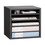VEVOR Literature Organizer, 5 Compartments Office Mailbox with Adjustable Shelves, Wooden Mailbox Sorter Medium Density Fiberboard, Black