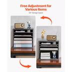 5-Compartment Literature Organizer with Adjustable Shelves, Black