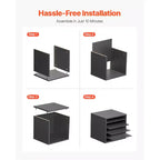 5-Compartment Literature Organizer with Adjustable Shelves, Black