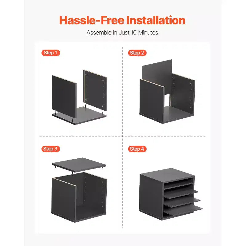 5-Compartment Literature Organizer with Adjustable Shelves, Black