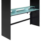 Full Size Wood Bunk Bed with Height-Adjustable Desk, Wardrobe & RGB Light