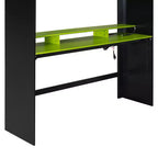 Full Size Wood Bunk Bed with Height-Adjustable Desk, Wardrobe & RGB Light