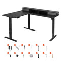 VEVOR L Shaped Desk, Electric Adjustable Height Corner Gaming Desk with CPU Stand, Dual Hooks and Fabric Drawers, L-Shaped Computer Table, Black