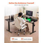 L-Shaped Electric Standing Desk with Corner Design, Drawers, CPU Stand and Dual Hooks, Black