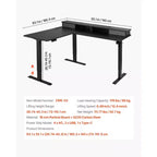 L-Shaped Electric Standing Desk with Corner Design, Drawers, CPU Stand and Dual Hooks, Black