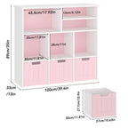 Kids Toy Storage Organizer with 6 Cubbies and 3 Movable Drawers, Bookshelf Cabinet for Bedroom (Pink & White)