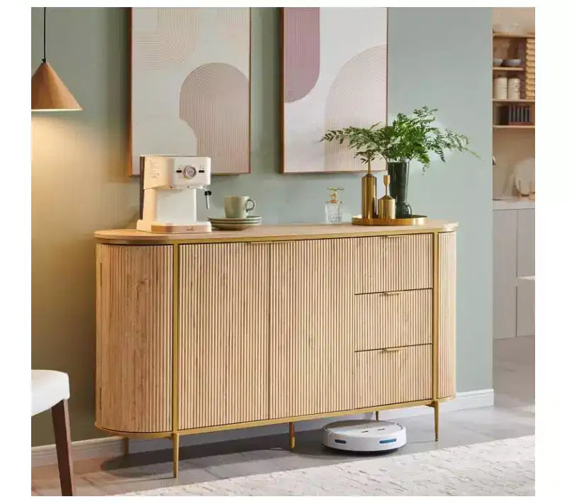 60" Fluted Sideboard Buffet Cabinet with Semi-Circular Arc Doors