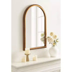 Arch Wall Mirror with Beaded Frame, 20" x 30"