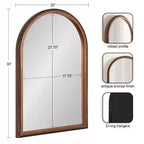 Arch Wall Mirror with Beaded Frame, 20" x 30"