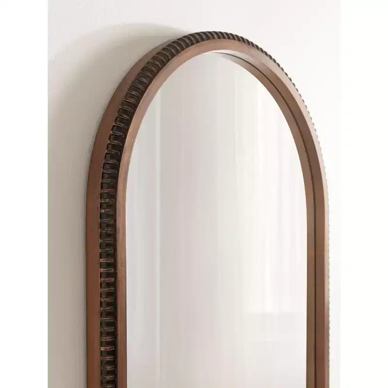 Arch Wall Mirror with Beaded Frame, 20" x 30"