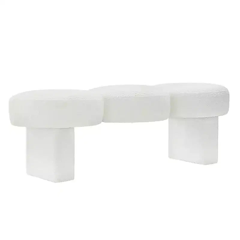 56" Upholstered Entryway Bench with 3 Round Cushions