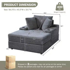 Oversized Chaise Lounge Chair with Ottoman – Corduroy Upholstered, 56.3" Sleeper Sofa