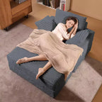 Oversized Chaise Lounge Chair with Ottoman – Corduroy Upholstered, 56.3" Sleeper Sofa