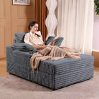 Oversized Chaise Lounge Chair with Ottoman – Corduroy Upholstered, 56.3" Sleeper Sofa