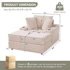 Oversized Chaise Lounge Chair with Ottoman – Corduroy Upholstered, 56.3" Sleeper Sofa
