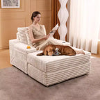 Oversized Chaise Lounge Chair with Ottoman – Corduroy Upholstered, 56.3" Sleeper Sofa