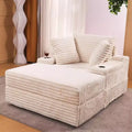 GustoWave Oversized Chaise Lounge Chair with Ottoman, Indoor 56.3 Sleeper Sofa, Corduroy Upholstered Comfy Sofa for Living Room