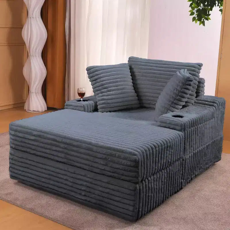 Übergroßer Chaiselongue-Sessel mit Ottoman – Corduroy bezogen, 56,3" Schlafsofa
