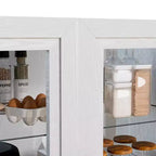 31x31x16 Inch White Wood Grain Freestanding Storage Cabinet with Glass Door