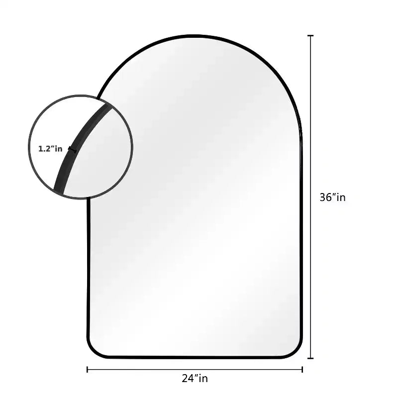 Arch Wall Mirror – Aluminum Alloy Thin Edge, 36x24in