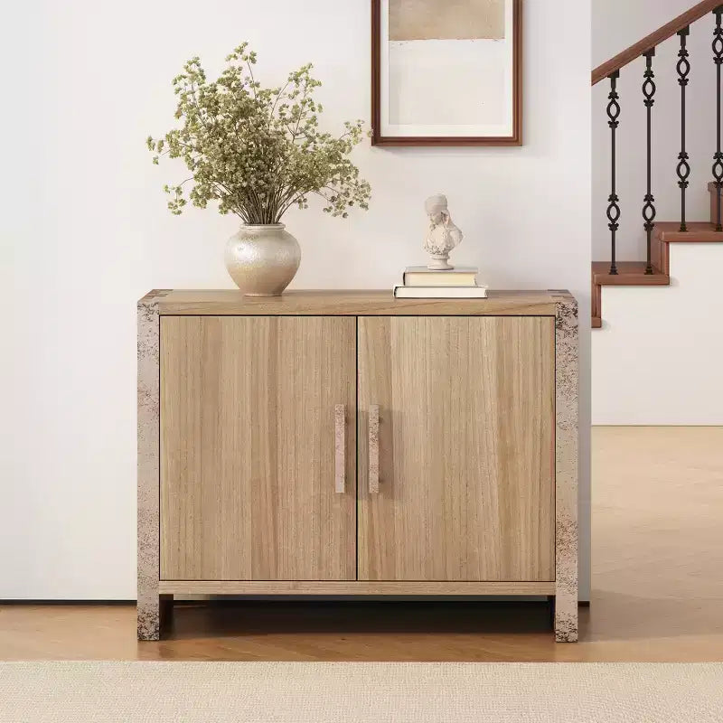 Rustic Wooden Accent Cabinet with 2 Doors and Adjustable Shelf, 39.3''W