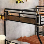 Full XL over Queen Metal Bunk Bed with Safety Guard Rails, Detachable, Black