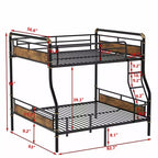 Full XL over Queen Metal Bunk Bed with Safety Guard Rails, Detachable, Black