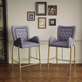 Okak Set of 2 Counter Height Bar Stools for Dining Rooms,Kitchens,Velvet Counter Bar Stools with Golden Legs & Arms