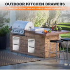 Outdoor Kitchen Drawer 13 x 21 Stainless Steel BBQ Double Drawer with Handle, Flush Mount for Patio Grill Island