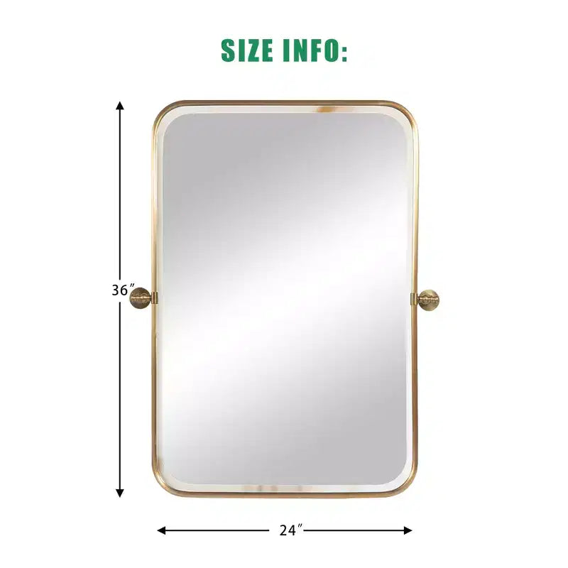Wall-Mount Hanging Mirror with Rotating Hardware – Rounded Corner Rectangle, Double-Sided