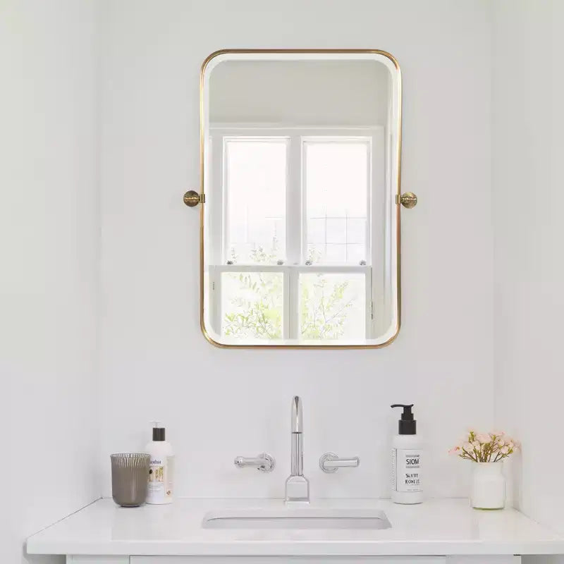 Wall-Mount Hanging Mirror with Rotating Hardware – Rounded Corner Rectangle, Double-Sided