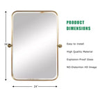 Wall-Mount Hanging Mirror with Rotating Hardware – Rounded Corner Rectangle, Double-Sided